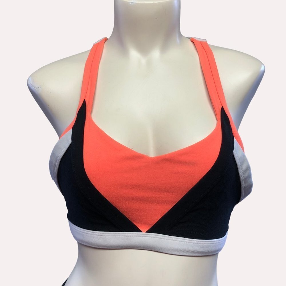 𝅺LORNA Jane Orange/Black/White Sports Bra Size Medium